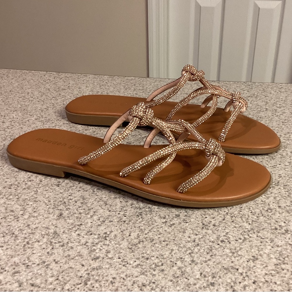 Madden Girl Rose Gold Sparkle Sandals